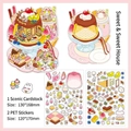 DIY stationery sticker set featuring dessert theme stickers and scenery background card - Sweet Honey House (Series 12)