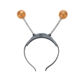 Halloween headband with bouncy silver springs and glittery orange insect antenna balls - Orange