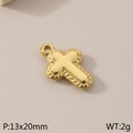 Minimalist gold titanium steel cross pendant with wavy edges size 13x20mm - Wave Pattern Relief Cross (KLJ496-Z)
