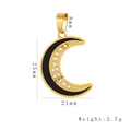 Golden moon earrings with black filling and white crystal studs in stainless steel - Moon Pendant (HD-91)
