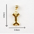 Detailed size specifications for the gold bone bow pendant measuring 2.4cm by 0.9cm - Dog Bone Pendant