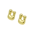 Detailed view of glossy golden balloon bubble earrings with a chunky U-shaped design - Letter U (DE240728-U)