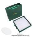 Dark green jewelry gift box set with matching gold lettered tote bag and inner lining - 19x19x4cm 7-Piece Set Necklace Box with Handbag / Dark Green
