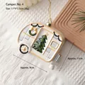 Christmas camper ornament with festive holly and tree details, size 11x9x3.5cm - Camper Van: Style 4