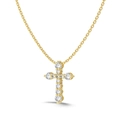 S925 sterling silver cross necklace with pavé set white gems and gold plated finish - Gold Pave Bar Cross