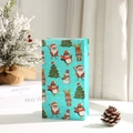 Bolsa de regalo de Navidad con motivos de Papá Noel y renos en papel kraft azul - Patrón de Papá Noel Azul (821-3)