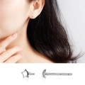 Minimalist S999 sterling silver star stud earrings in polished silver finish - Star Stud Earrings