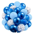 Blue balloon bouquet set with metallic, marble, and confetti-filled balloons for parties - White, Metallic Blue, Blue Agate and Blue Round Confetti Combination