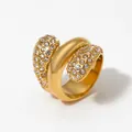 Moderner vergoldeter Wickelring mit Mikro-Zirkonia Steinen in elegantem offenem Design - US 6 / Gold (KB679)