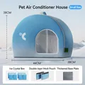 Blaues halbrundes Kühlhaus für Katzen mit Netzfenster und 8 Kühlakkus im Set - Klein (8 Eisboxen)
