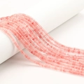 Strand of pink square tube natural stone spacer beads for DIY jewelry making - Watermelon red