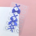 DIY makeup stickers featuring blue ribbon bows and heart-shaped sparkling rhinestones - Royal Blue Bow Heart Jewels (BJA-642)