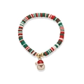 Bracelet de Noël fait main avec breloque Père Noël et perles en pâte polymère colorées - Argile Polymère Heishi Breloque Père Noël
