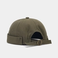 Detail of adjustable strap and bronze metal buckle on army green canvas miki hat - Adjustable / Plain Olive Green