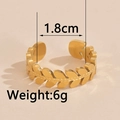 Goldener Blattring aus Edelstahl, offenes Design, 1,8 cm Durchmesser und 6g Gewicht - Goldblatt Offener Ring (YCR673)
