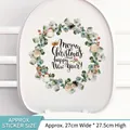 Christmas wreath toilet lid sticker with berries and snowman design, 27x27.5 cm size - Resin Wreath 06