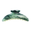 Elegant green marble pattern hair claw clip made of glossy acetate resin with tan teeth - Green Marble (Extended Claw)