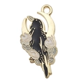 Gothic gold-plated raven and moon enamel pendant charm for DIY jewelry bracelets - Cloud Moon Raven