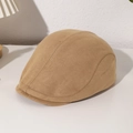 Classic brown suede newsboy cap featuring a vintage minimalist texture for autumn - M (56-58cm) / Khaki