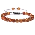 Tiger eye stone beaded bracelet with adjustable black braided cord and orange gemstones - Adjustable / 6mm Sun Tiger Eye