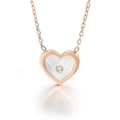 Elegante collar de corazón en oro rosa con incrustación de concha y cristal central - Estilo B Oro Rosa (KN117336-K)