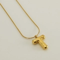 Golden puffy letter T pendant necklace with sleek snake chain for women - Letter T / Gold