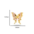 Gold butterfly cartilage stud with pink marquise stones and size measurement markings - Large Butterfly (HSPJ0102) / 11# Golden