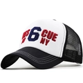 Mesh trucker hat with CUE NY 3D embroidery in a black and white contrast design - White