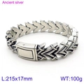 Antique silver punk skull bracelet for men with V-shaped metal links and clasp - Antique Silver Arrow Chain Style (KB118456-BDJX)