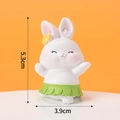 Cartoon rabbit figurine with yellow flower and green skirt, size 5.3cm x 3.9cm - Mini Resin Dancing Rabbit Ornament Type D / 5.3cm x 3.9cm