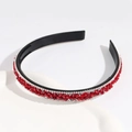 Sparkling rhinestone headband in deep red and white crystals with non-slip inner teeth - Red