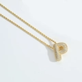 Gold-plated letter P pendant necklace with sparkling crystal pave inlay for women - Letter P