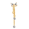 Piercing ombelico dorato con fiocco in zirconi e catena a nappa su sfondo bianco - XY-21 Catena Singola a Fiocco