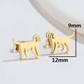 Minimalist gold stainless steel puppy dog stud earrings for women 9mm by 12mm size - 508 Gold (Dog)