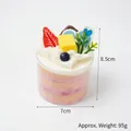 Artificial pink mousse cake model with strawberries and blueberries, 8.5cm height - Blue Heart Card Cake