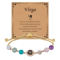 Adjustable Virgo zodiac bracelet with colorful crystal beads on a golden chain - Virgo