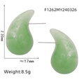 Boucles d'oreilles élégantes en résine marbrée verte avec tiges en acier titane - Cyan Clair