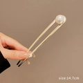 Épingle à cheveux dorée en U avec perle et spécification de taille 14,7 cm - Double Aiguille Perle Unique d'Or (20) / 14.7cm