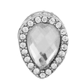 Silver teardrop charm with transparent faceted stone and pavé setting for DIY bracelets - Teardrop Rhinestone Charm