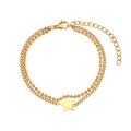 Double-layered 18K gold plated stainless steel star bracelet with beads and link chain - Star Style (B0312)