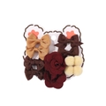12-piece brown hair accessory set with ribbon bows, roses and plush balls - Camel & Coffee Vintage Series