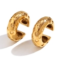 Elegante pendiente de clip de acero inoxidable bañado en oro 18K con corazones - Pendientes de Aro con Clip de Corazón de 30mm / Dorado