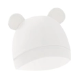Newborn white knit beanie with cute bear ears made of soft skin-friendly fabric - Solid White Beanie with Ears