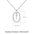 Ciondolo lettera T in argento 925 placcato oro 18k con pietre di zircone bianco - Stile Lettera T con Cornice Ovale Incastonata di Strass / 40-50cm Regolabile / Oro bianco