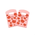 Pink mini plastic gift bag with Cookie Bear print for jewelry storage and small packaging - No.77-Pink Cookie Bear