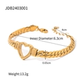 Bracciale a catena piatta in acciaio 14K dorato con cuore e chiusura regolabile - Oro (B2403001)