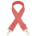 Adjustable bag strap with red and white wave pattern and gold metal buckles, Style 26 - Style 26 (Red Wave/Gunmetal Buckle)