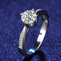 Silver ring with large round solitaire zircon and sparkling pavé accents on the band - Adjustable / Style 8 Women's Ring (0.8 Carat)