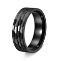 8mm wide black titanium steel ring with hammered honeycomb texture in matte finish - US 6 / Black