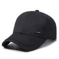 Classic black baseball cap for middle-aged men with metallic fashion plate - Navy Blue